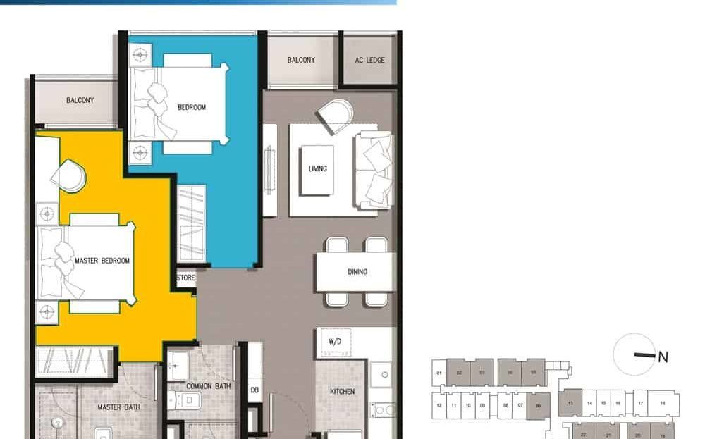 The Gateway Residential 2 Bedroom floor plan