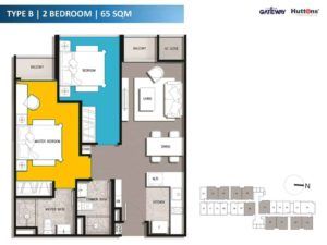 The Gateway Residential 2 Bedroom floor plan