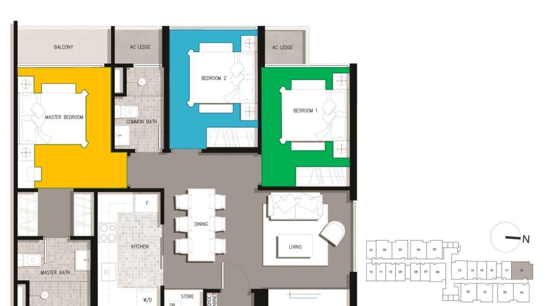 The Gateway Residential 3 Bedroom Floor Plan