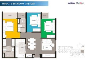The Gateway Residential 3 Bedroom Floor Plan