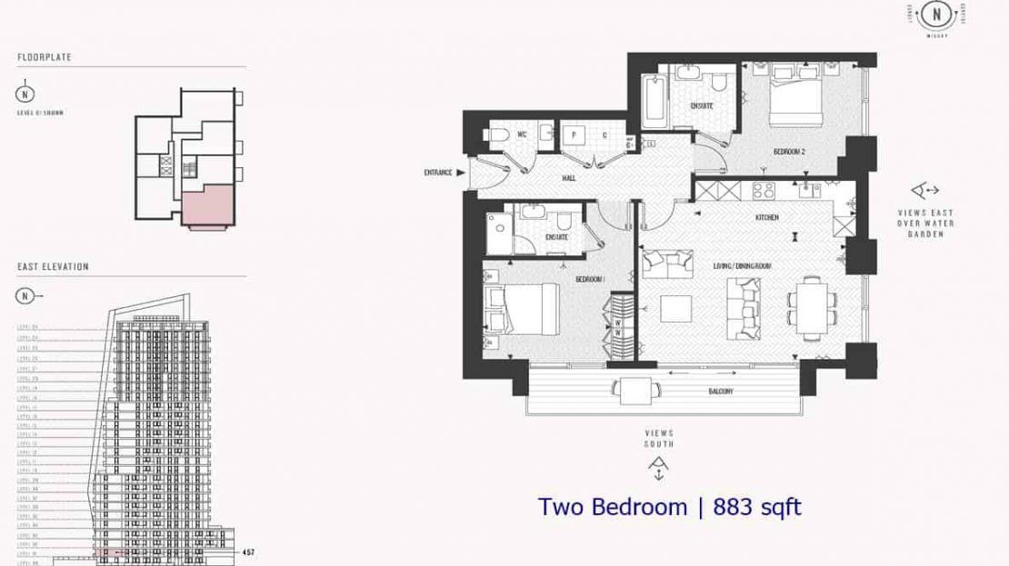 Cashmere Wharf - 2 Bedroom 883 sf
