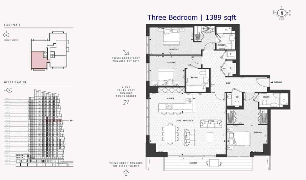 Cashmere Wharf - 3 Bedroom 1389 sf