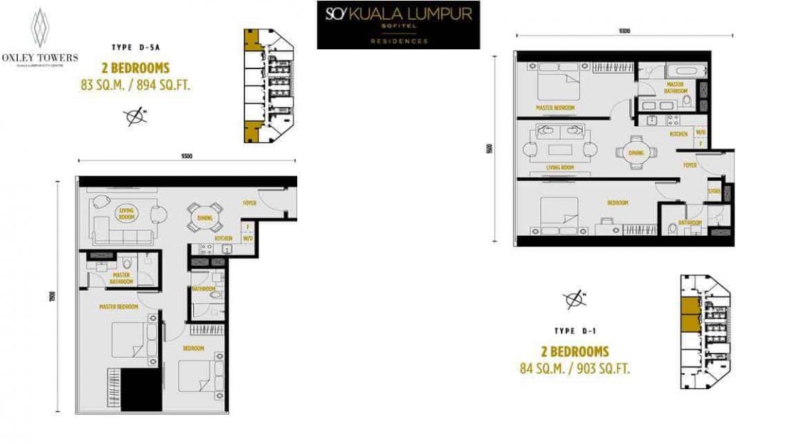 SO Sofitel Residences - 2 BR - 83 & 84 sqm