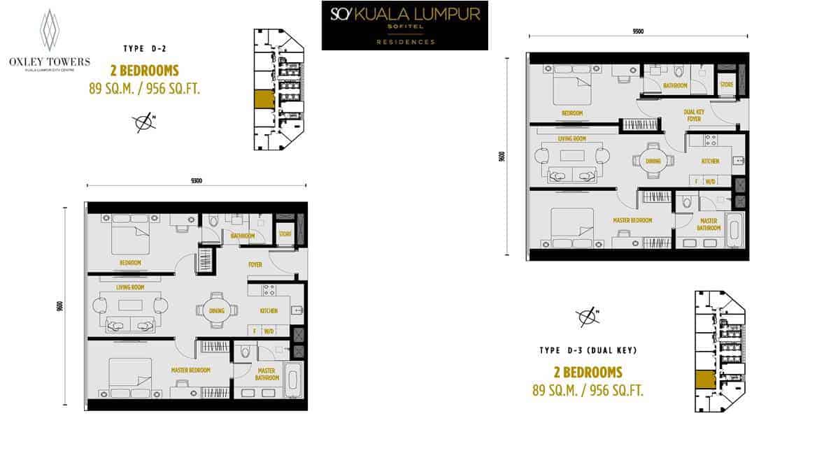 SO Sofitel Residences - 2 BR 956 sf