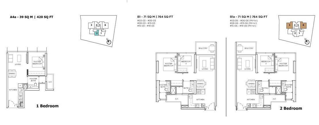 3 Cuscaden - 1 & 2 BR Floor Plan