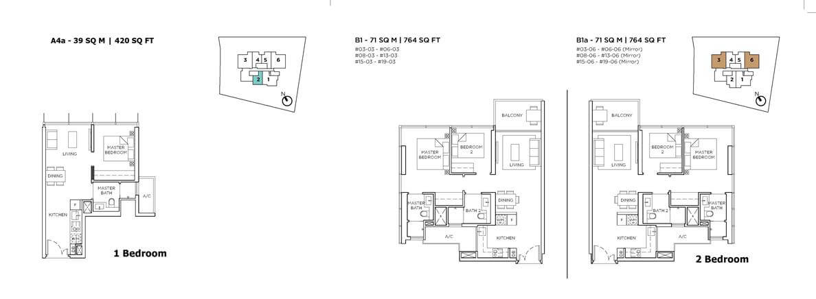 3 Cuscaden - 1 & 2 BR Floor Plan