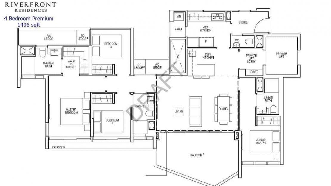 Riverfront Residences - 4 BR Premium Floor Plan