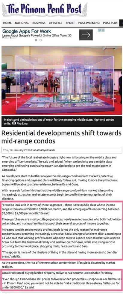 Cambodia Property - mid range condo