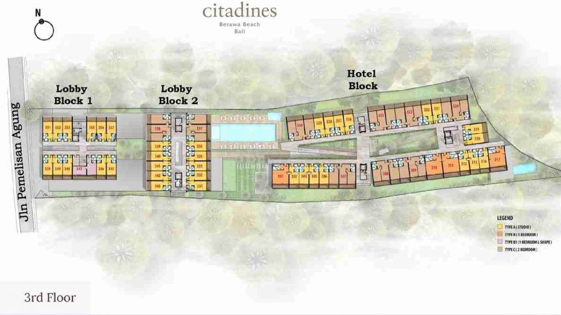 Citadines Berawa Beach Bali Hotel 3rd Floor Level Plan