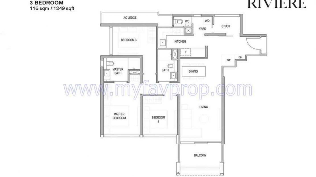Riviere - 3 Bedroom Floor Plan