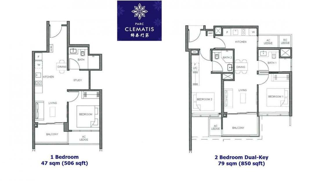 Parc Clematis - 1 & 2 Bedroom floor plan