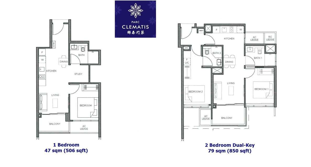 Parc Clematis - 1 & 2 Bedroom floor plan