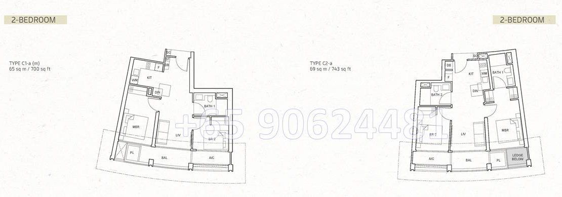 One Pearl Bank 2 Bedroom Floor Plan