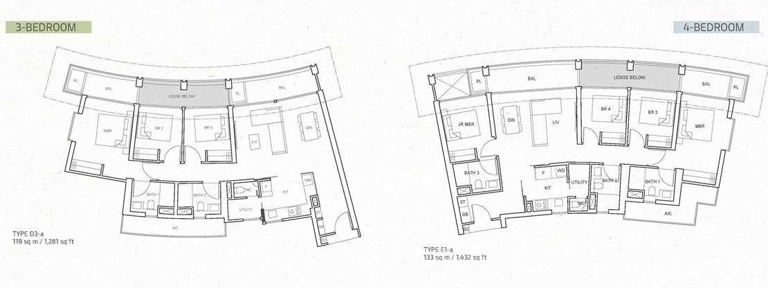 One Pearl Bank 3 & 4 Bedroom Floor Plan