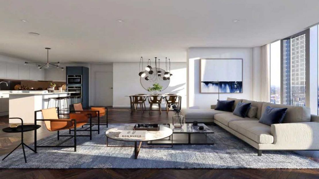 Elizabeth Tower Manchester - Living room and Kitchen