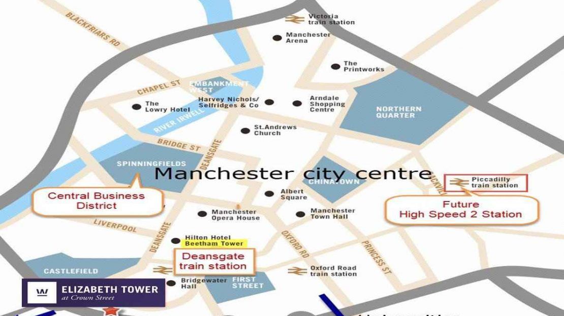 Elizabeth Tower Manchester - Location Map