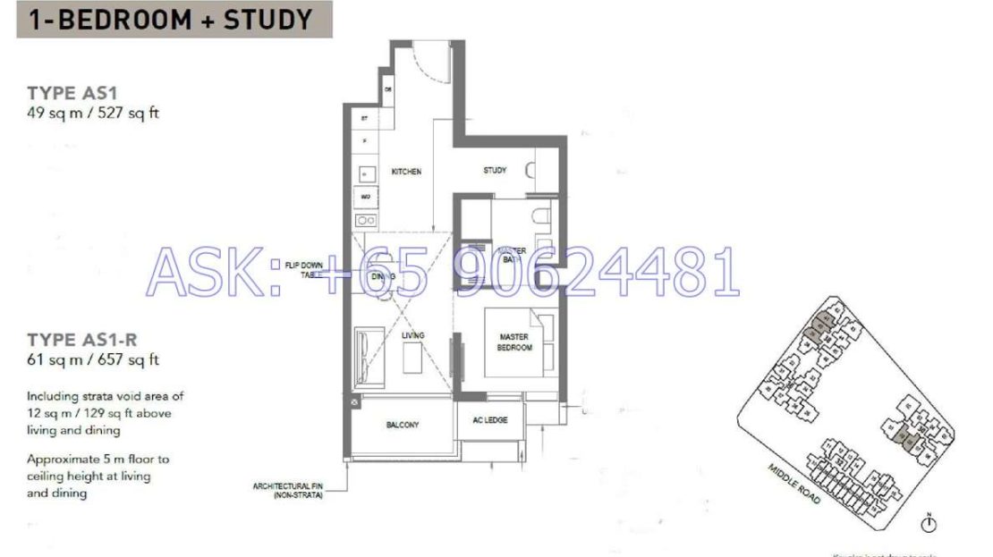 The M - 1+Study Floor Plan