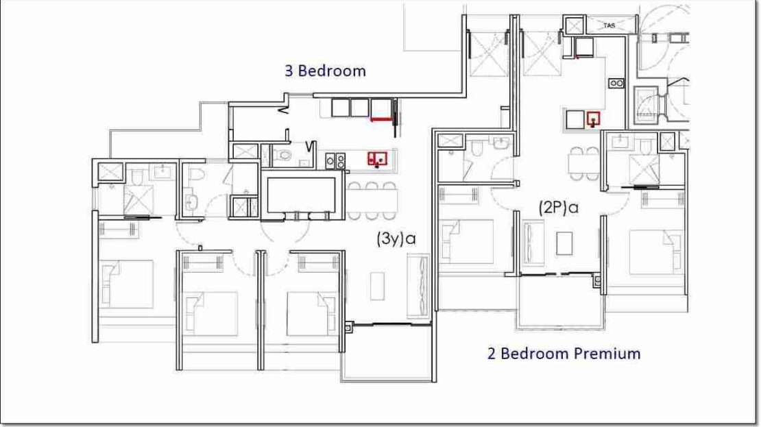 Penrose Draft 2 BR Preium and 3 BR floor plan