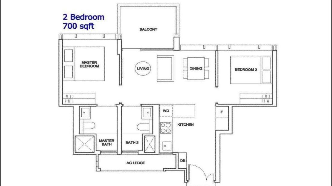 Hyll on Holland 2BR Showflat Floorplan