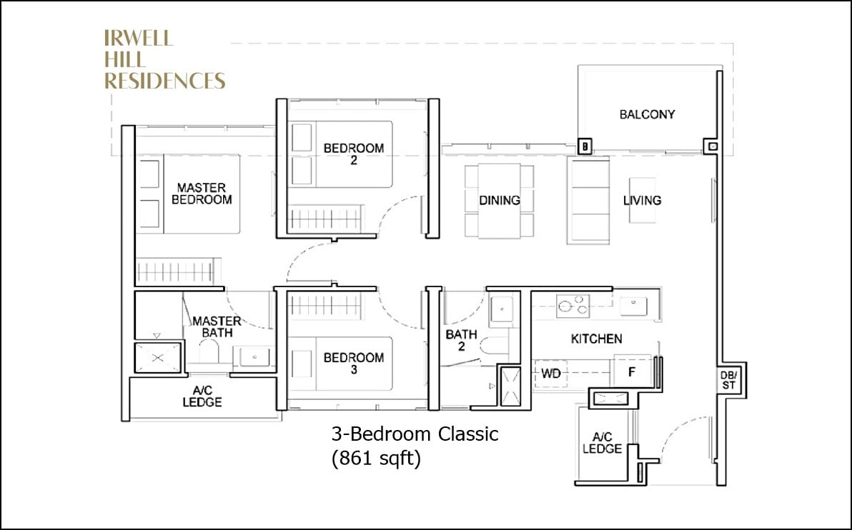 Irwell Hill Residences - 3 BR Classic floorplan